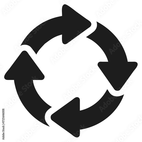 Four Gray Arrows Forming a Circular Refresh or Recycle Symbol futuristic silhouette vector icon