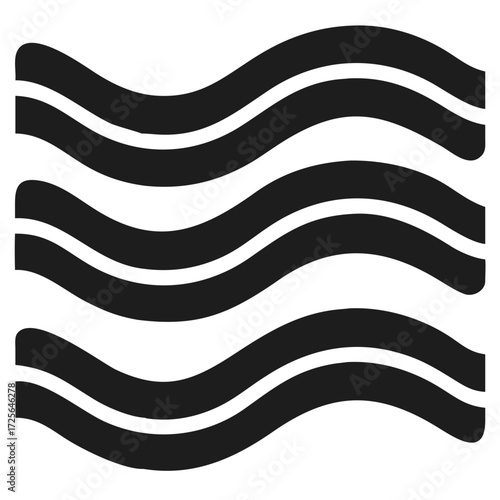 Horizontal wavy bands on a futuristic silhouette vector icon black background pink waves