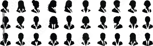 Diverse professional silhouettes representing business people team colleagues employees staff members corporate workforce diversity silhouette