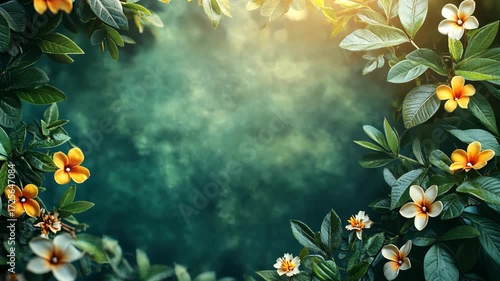 Wallpaper Mural Floral Frame with Tropical Flowers. Torontodigital.ca