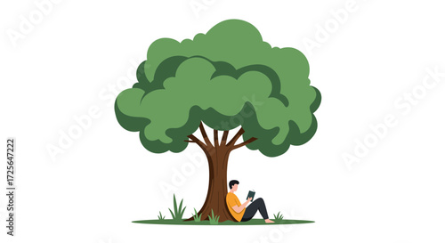 Calm Efficiency: Serene Flat Vector Illustration for Professional Innovation & Digital Solutions