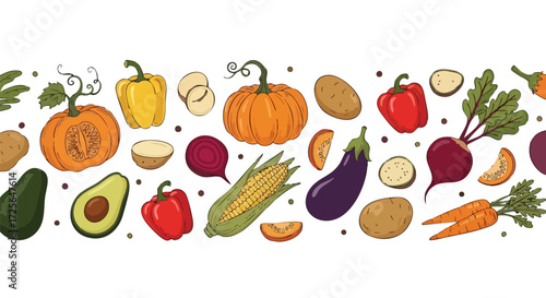 Vibrant and fresh collection of delicious, healthy vegetables artfully arranged, perfect for culinary projects and healthy living themes.