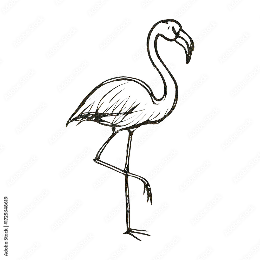 Fototapeta premium PNG Minimalist flamingo line drawing.