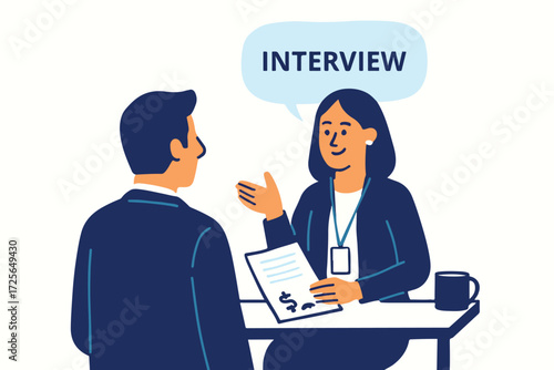Manager conducting job interview across table