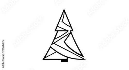 Abstract geometric representation of a stylized evergreen tree.