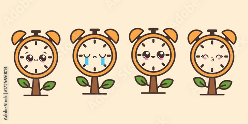 Design vector set kawai EcoClock for busineess element vector 