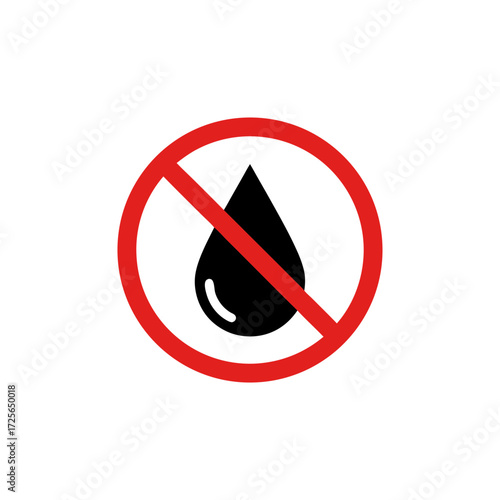 No Water Droplet Sign, Vector Graphic of Prohibited Liquid Symbol for Dry Areas