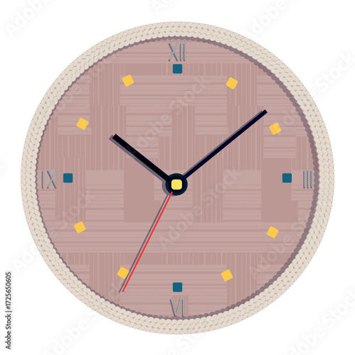 Crafts clock with rope border and roman numerals vector