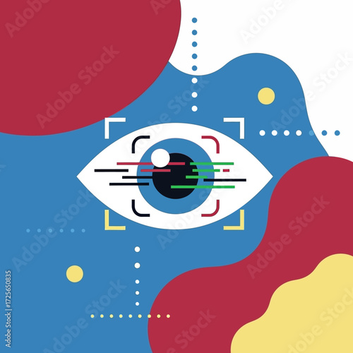 Conceptual illustration of advanced biometric eye scanning technology for secure identification and futuristic data recognition
