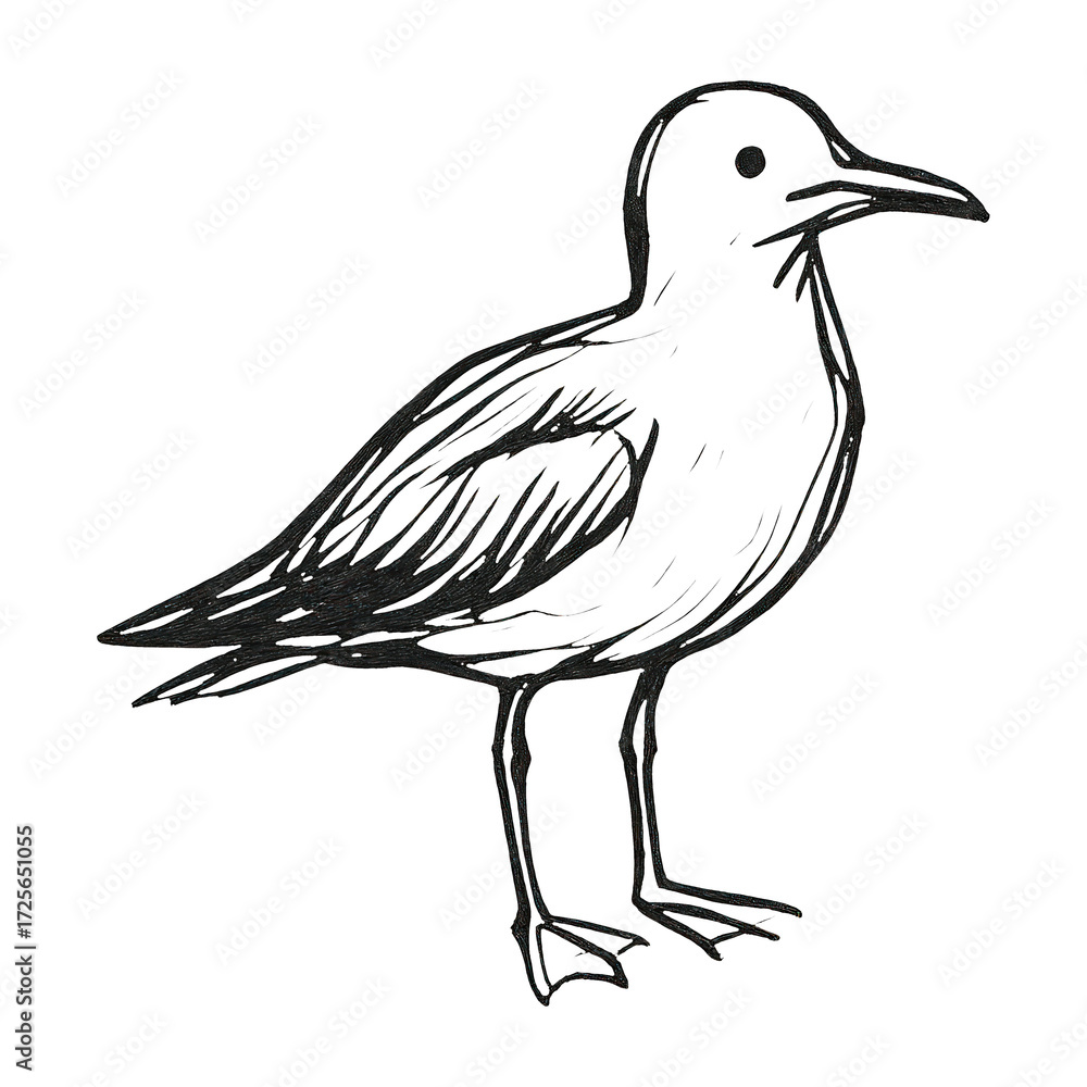 Obraz premium PNG Black and white bird illustration.