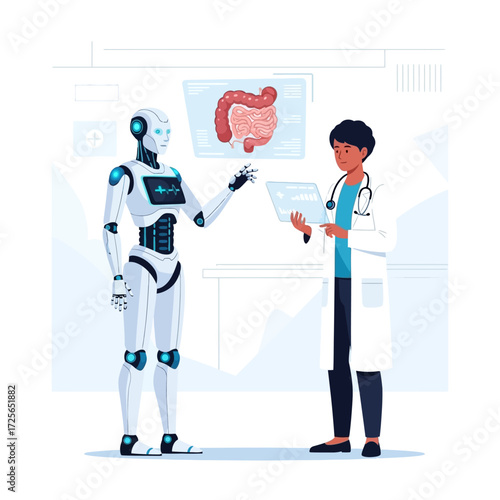 Pioneering Medical Future AI Robot and Healthcare Professional Utilizing Digital Intestine Scan for Diagnostic Insights and Advanced Treatment Planning