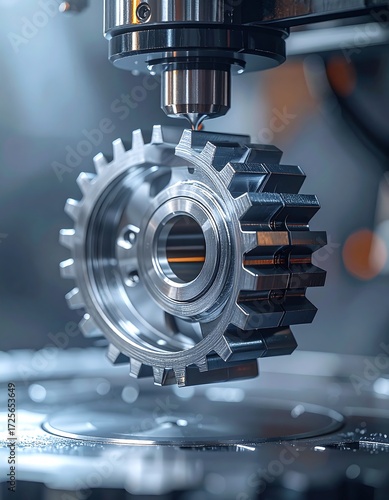 Close-up of a metal gear in a machine