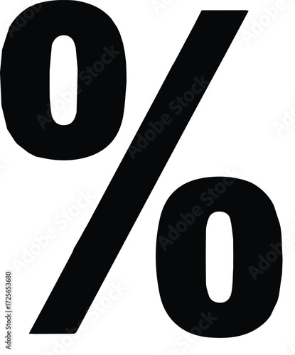 Monochrome graphic illustration of a percent symbol, representing concepts of finance, business, economy, discount offers, and mathematical calculations