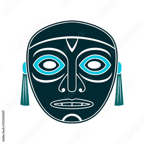 Simplified Inuit Spirit Mask Vector Illustration Inuit Spirit Mask simplified carved wooden mask with hollow eyes