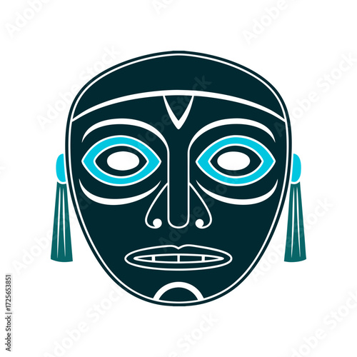 Simplified Inuit Spirit Mask Vector Illustration Inuit Spirit Mask simplified carved wooden mask with hollow eyes