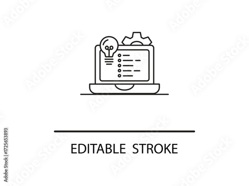 Generate brilliant solutions with a checklist and a smart strategic process for business success, planning, and innovation in simple line style.