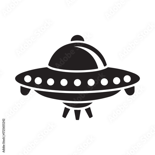 Vector art of black and white silhouette illustration of a flying saucer or ufo silhouette