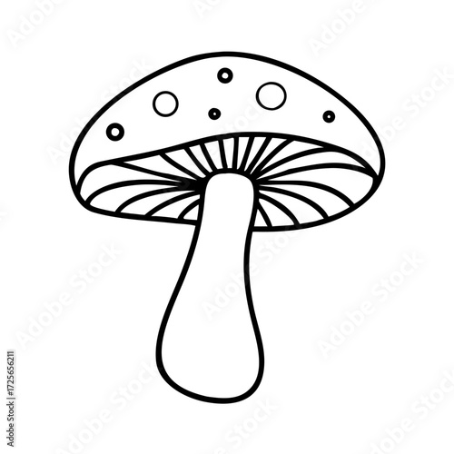 Mushroom line art style vector illustration