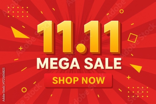 Wallpaper Mural This is a red background with yellow shapes that displays a sale with the text mega sale and shop now. Torontodigital.ca