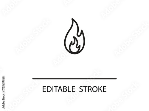 Ignite your designs with this editable stroke fire icon for captivating visuals and fiery branding that sets your brand ablaze today.
