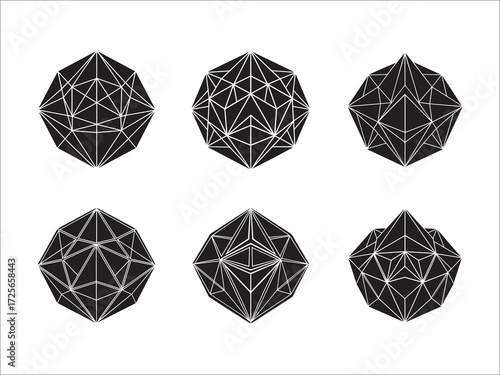 Geometric Shapes Collection Black and White Minimalist Design Graphic Art
