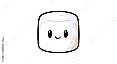 Adorable cartoon marshmallow with a cute smile, perfect for children's content and sweet treat