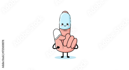 Adorable cartoon hand character with bandages promoting health and safety awareness