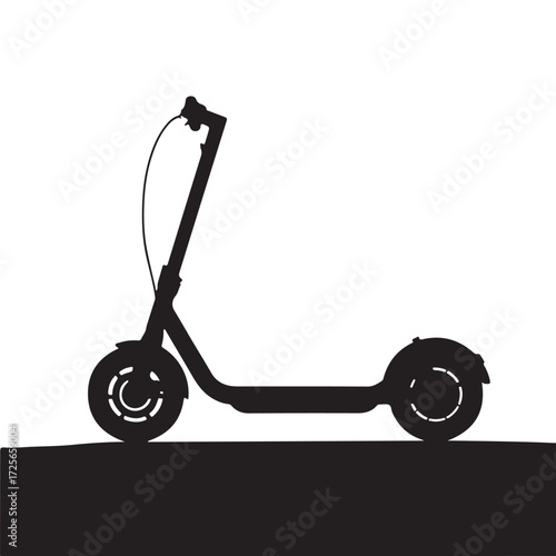 Vector art of black silhouette of an electric scooter on a dark surface silhouette