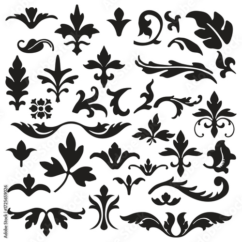 Set of emblems Fleur de Lys symbols.