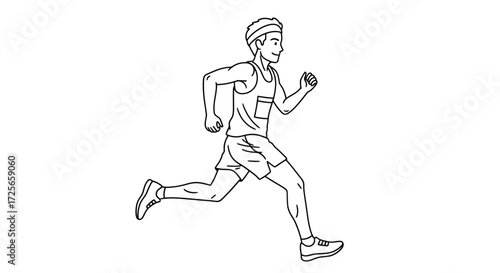 Athletic endeavor illustration showcasing determined runner in continuous motion sketch