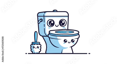 Charming and cheerful cartoon toilet with a friendly face adding a touch of whimsy bathroom