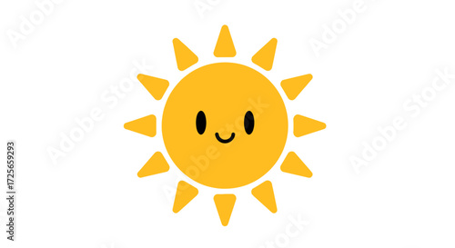 Cartoon sunshine illustration radiating happiness and positive energy with soft cheerful appearance