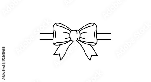 Elegant line art illustration of a bow creating a celebratory festive mood with an original design