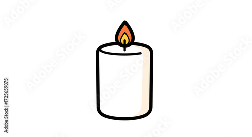 Illustration of a lit candle, perfect for adding a touch of warmth and serenity to projects
