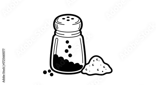 Minimalist spice shaker illustration with a pile of salt adding flavor to culinary creations