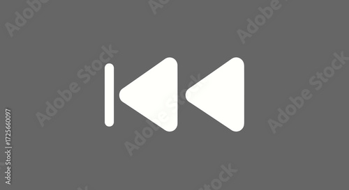 Minimalistic reverse play icon, conveying rewind, backing, reversion and navigation functionality