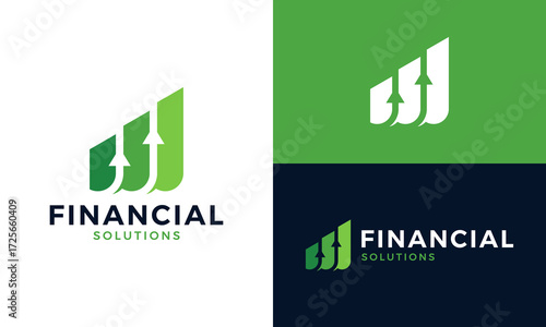 Financial logo design. Abstract financial management investment chart Vector design with Arrow symbol graphic icon