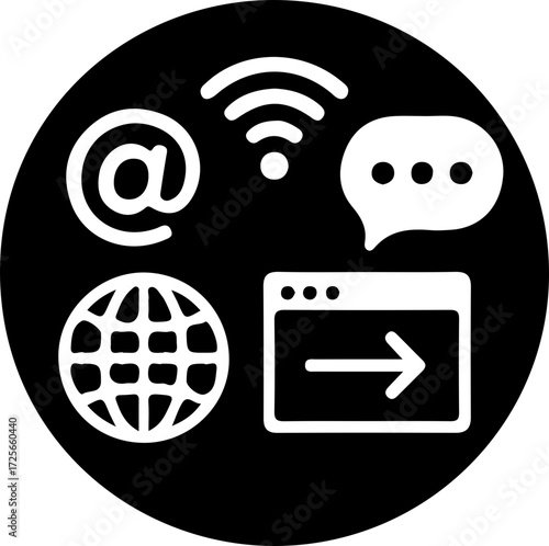 Set of Popular Social Media Icons Vector Collection in Black and White Design