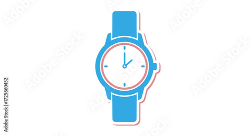 Stylized illustration of wristwatch displaying classic hour and minute functions
