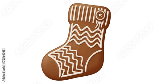 Whimsical gingerbread stocking ornament, a delightful holiday confection with festive icing