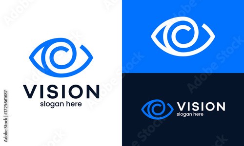 Modern eye logo design. Vision eye abstract Vector design with line style graphic icon symbol