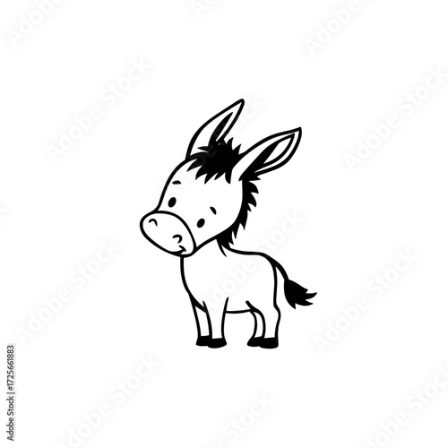 donkey. donkey simple black and white line art vector logo