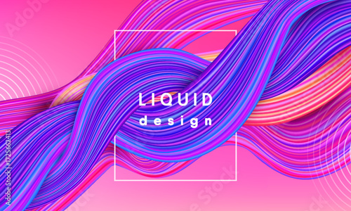 Modern banner design with a colorful 3D liquid paint flow. Vibrant pink gradient background, ideal for a music event or party poster