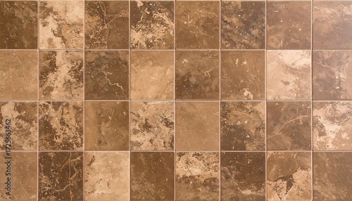 Brown square tiles forming a wall