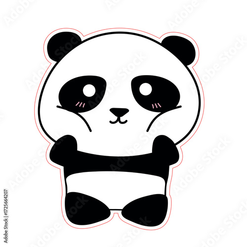 A cute baby panda bear cartoon illustration is a fun vector character with a happy smile