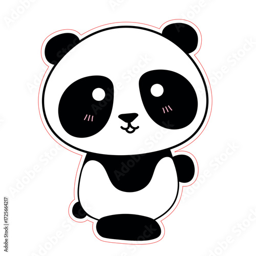 A cute baby panda bear cartoon illustration is a fun vector character with a happy smile