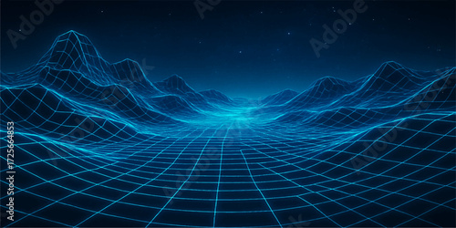 Abstract blue fractal background with futuristic technology design