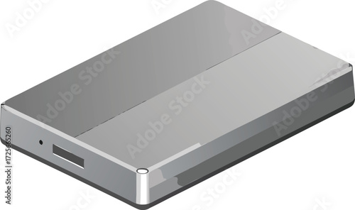 Scalable vector graphic of an external ssd with brushed aluminum finish for digital use