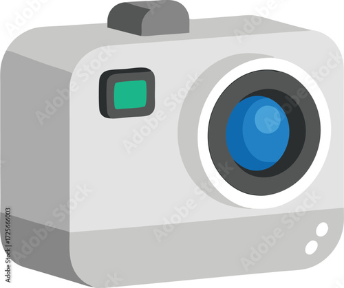 Brushed aluminum floating action camera mockup vector illustration eps scalable icon
