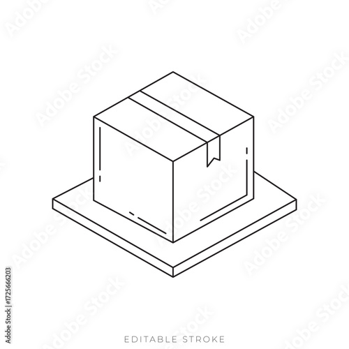 Package Delivery Isometric Vector Outline E Commerce Logistics Illustration